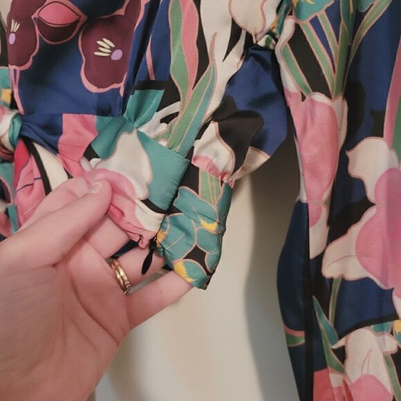Zara Floral Kimono Sleeve Cropped Top Size Extra Small - Picture 5 of 8
